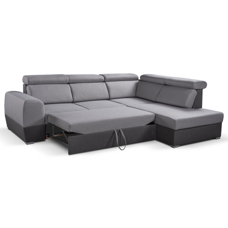 Suite lounge angolare pieghevole a L con contenitore MATRIX grigio destra