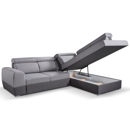 Suite lounge angolare pieghevole a L con contenitore MATRIX grigio destra