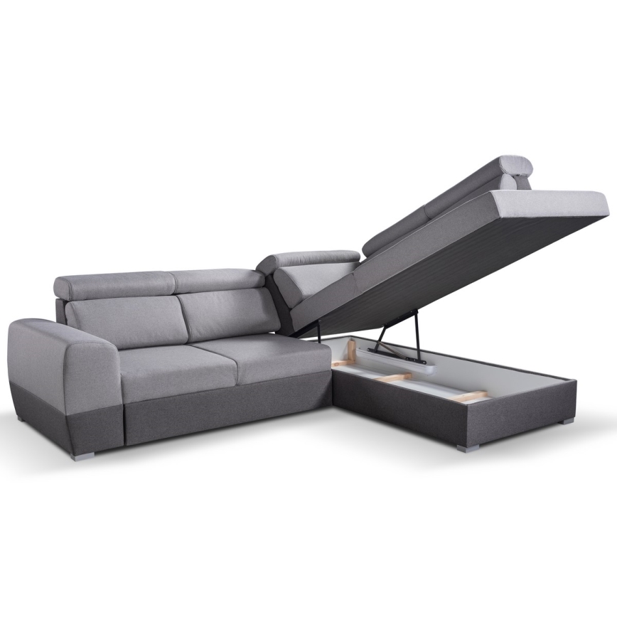 Suite lounge angolare pieghevole a L con contenitore MATRIX grigio destra