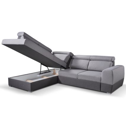 Suite lounge angolare pieghevole a L con contenitore MATRIX grigio sinistra