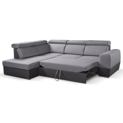 Suite lounge angolare pieghevole a L con contenitore MATRIX grigio sinistra