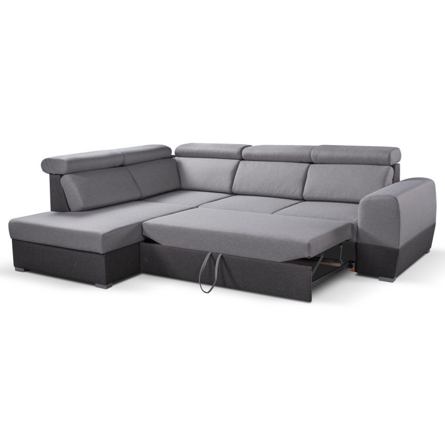 Suite lounge angolare pieghevole a L con contenitore MATRIX grigio sinistra