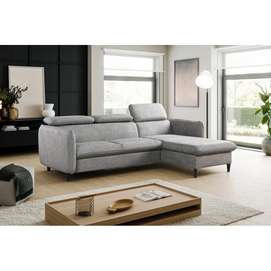 Suite lounge angolare pieghevole a L con contenitore NISA grigio destra