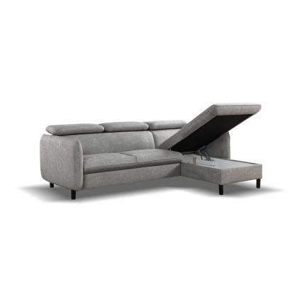 Suite lounge angolare pieghevole a L con contenitore NISA grigio destra