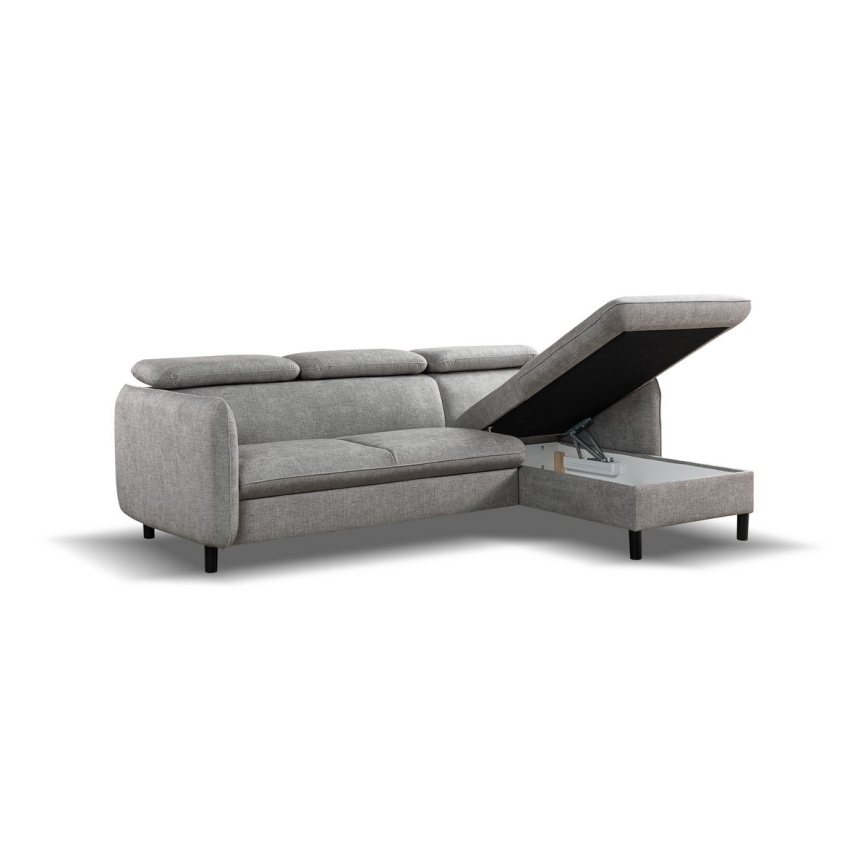 Suite lounge angolare pieghevole a L con contenitore NISA grigio destra