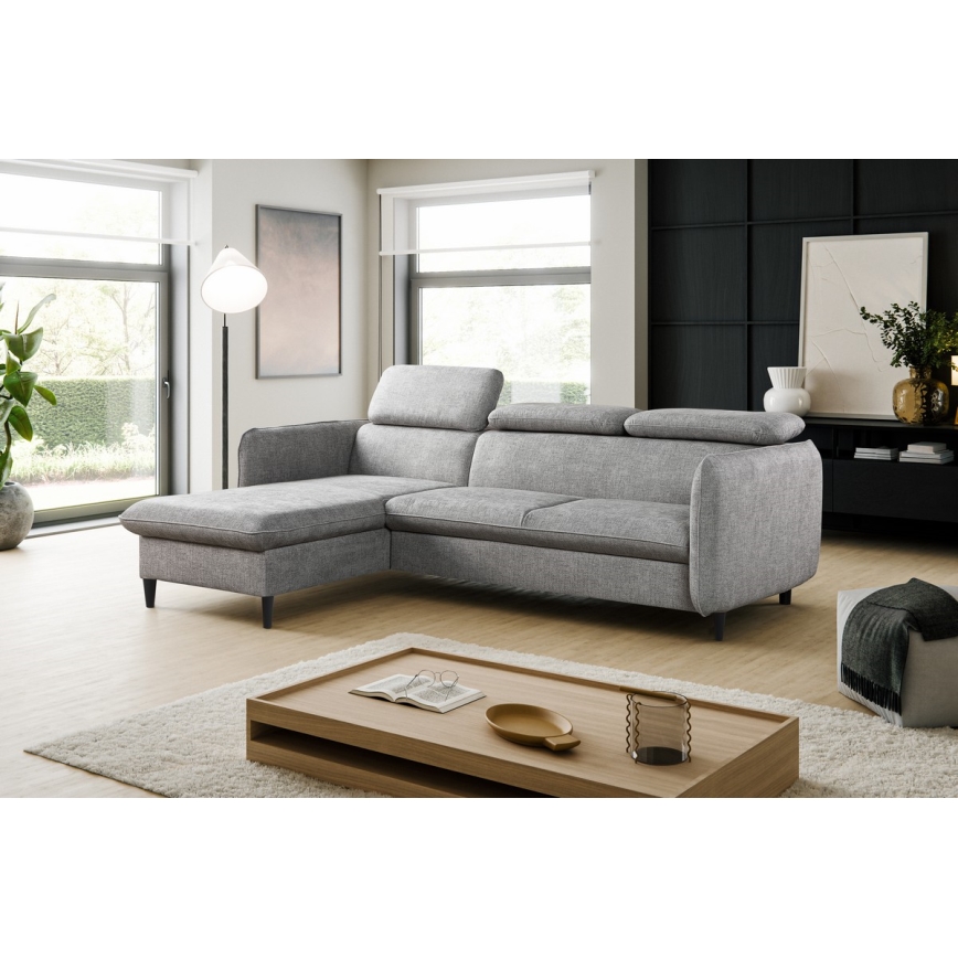 Suite lounge angolare pieghevole a L con contenitore NISA grigio sinistra