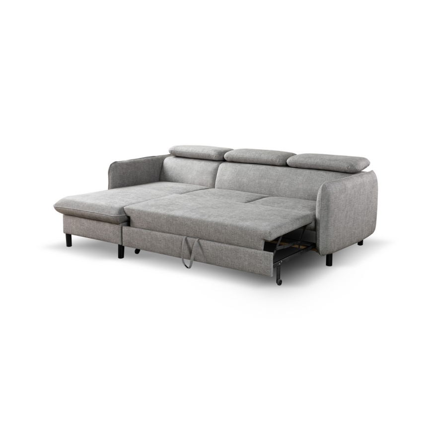 Suite lounge angolare pieghevole a L con contenitore NISA grigio sinistra