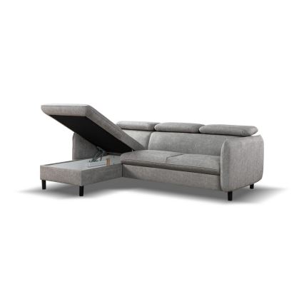 Suite lounge angolare pieghevole a L con contenitore NISA grigio sinistra