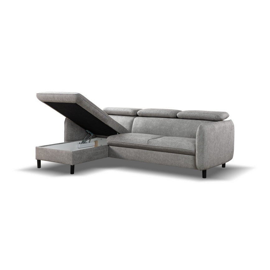 Suite lounge angolare pieghevole a L con contenitore NISA grigio sinistra