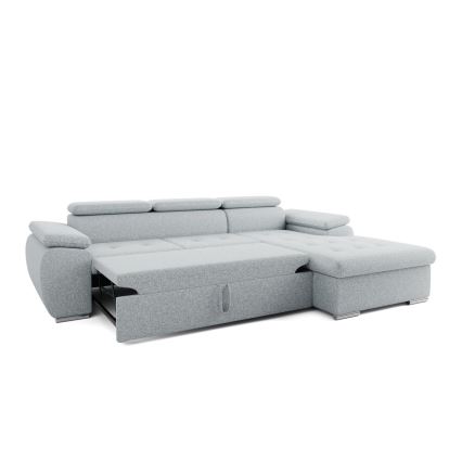 Suite lounge angolare pieghevole a L con contenitore PADUA grigio destra