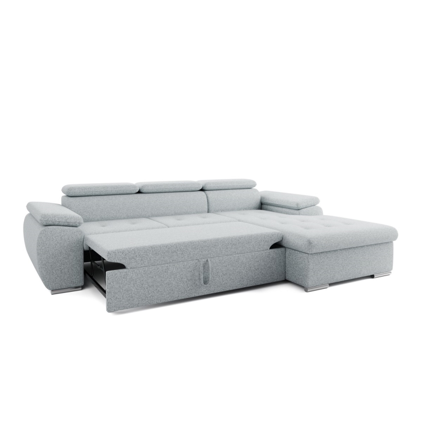 Suite lounge angolare pieghevole a L con contenitore PADUA grigio destra