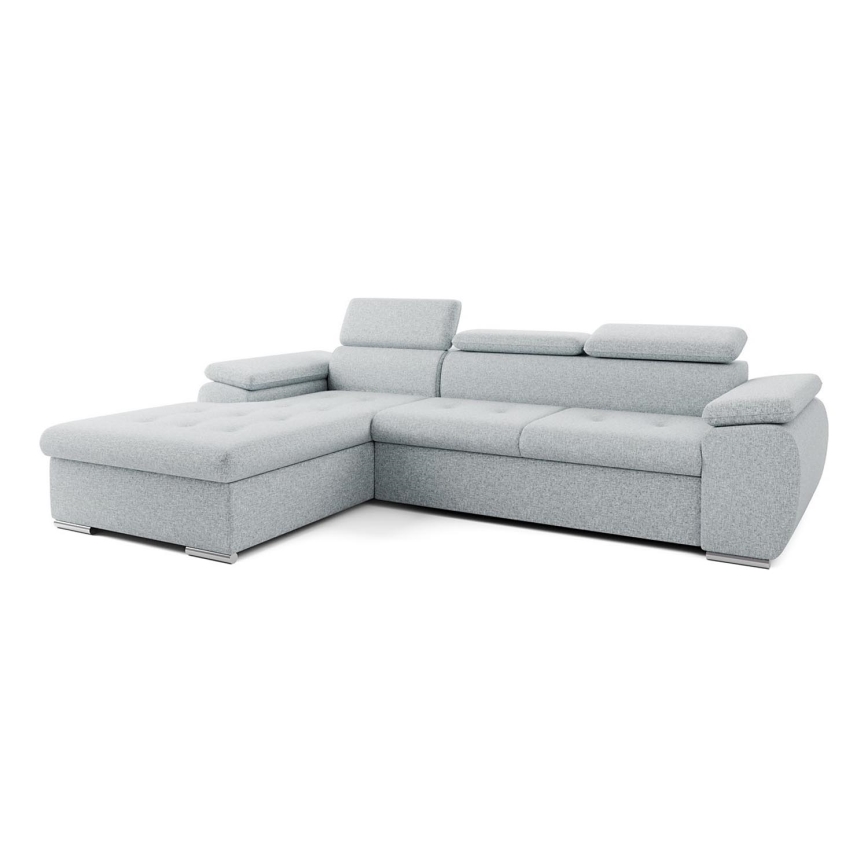 Suite lounge angolare pieghevole a L con contenitore PADUA grigio sinistra