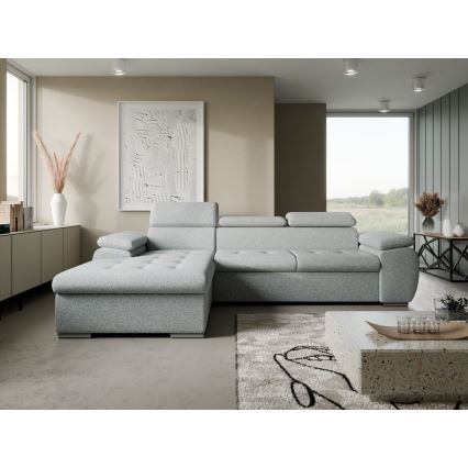 Suite lounge angolare pieghevole a L con contenitore PADUA grigio sinistra