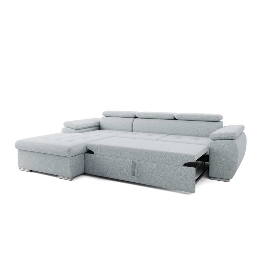 Suite lounge angolare pieghevole a L con contenitore PADUA grigio sinistra