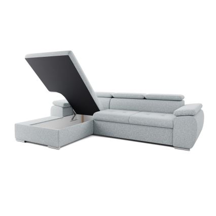 Suite lounge angolare pieghevole a L con contenitore PADUA grigio sinistra