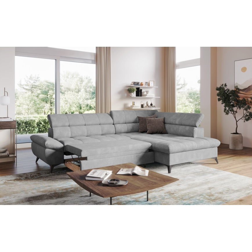 Suite lounge angolare pieghevole a L MARANO destra grigio