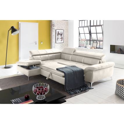 Suite lounge angolare pieghevole a L SALERNO II sinistra beige