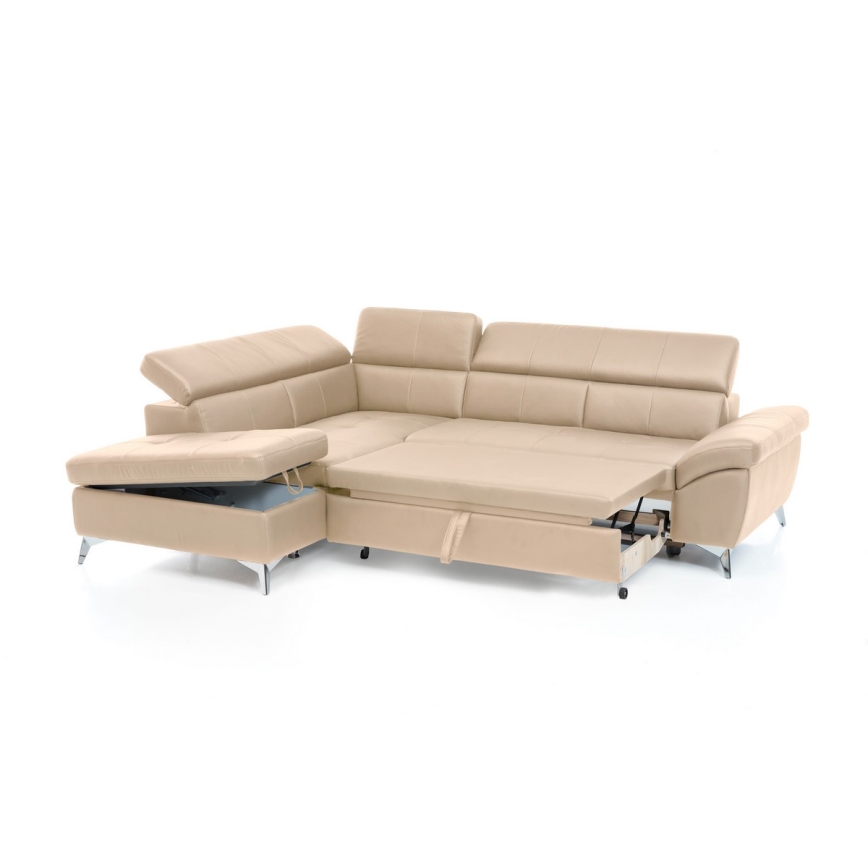 Suite lounge angolare pieghevole a L SALERNO II sinistra beige