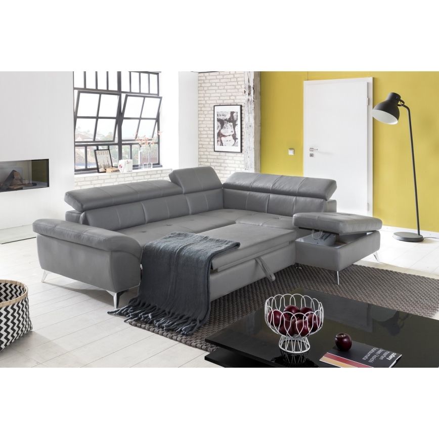 Suite lounge angolare pieghevole a L SALERNO II sinistra grigio