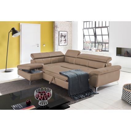 Suite lounge angolare pieghevole a L SALERNO II sinistra marrone