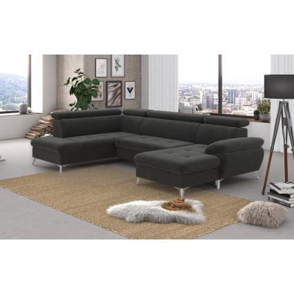 Suite lounge angolare pieghevole a U con vano portaoggetti CATANIA left graphite