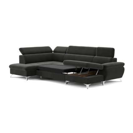 Suite lounge angolare pieghevole a U con vano portaoggetti CATANIA left graphite