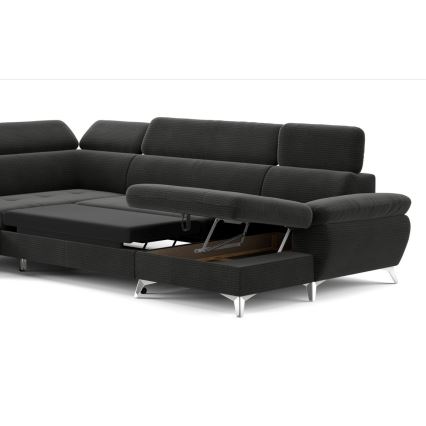 Suite lounge angolare pieghevole a U con vano portaoggetti CATANIA left graphite