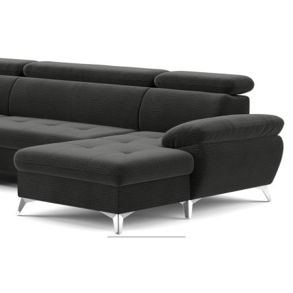 Suite lounge angolare pieghevole a U con vano portaoggetti CATANIA left graphite