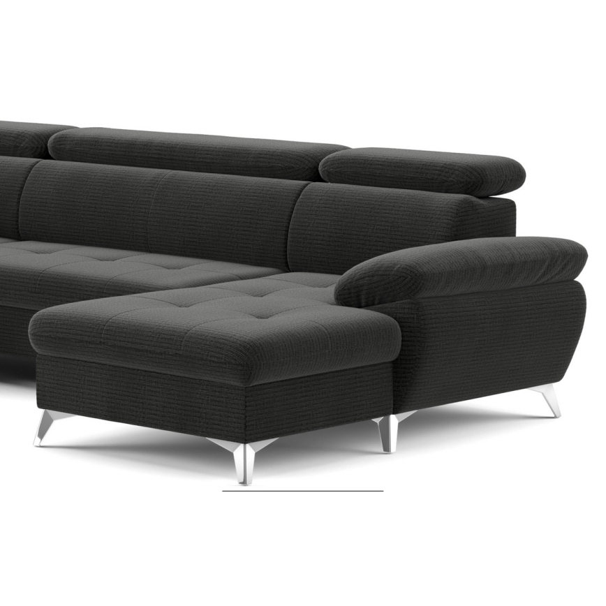 Suite lounge angolare pieghevole a U con vano portaoggetti CATANIA left graphite