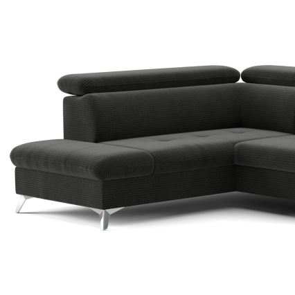 Suite lounge angolare pieghevole a U con vano portaoggetti CATANIA left graphite