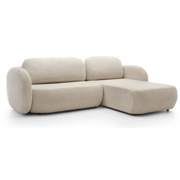 Suite lounge angolare pieghevole con contenitore OLBIA destra beige