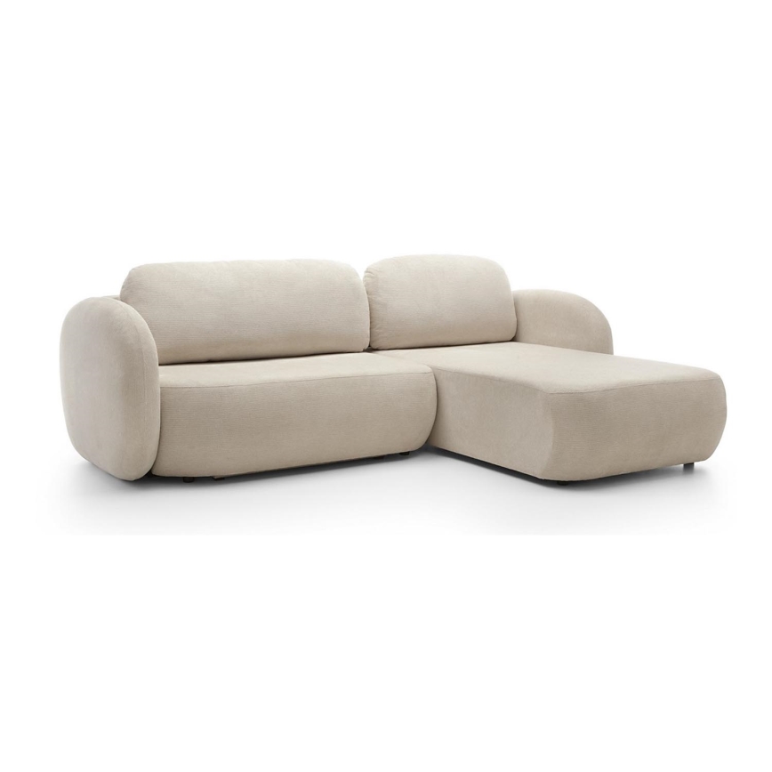 Suite lounge angolare pieghevole con contenitore OLBIA destra beige