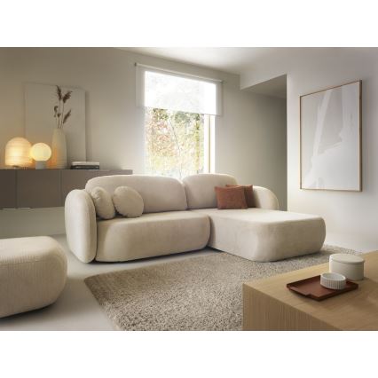 Suite lounge angolare pieghevole con contenitore OLBIA destra beige