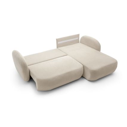 Suite lounge angolare pieghevole con contenitore OLBIA destra beige