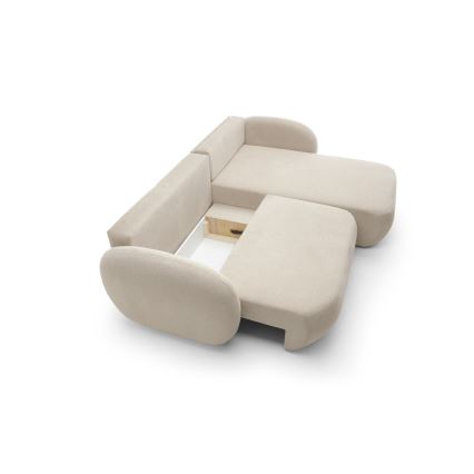 Suite lounge angolare pieghevole con contenitore OLBIA destra beige
