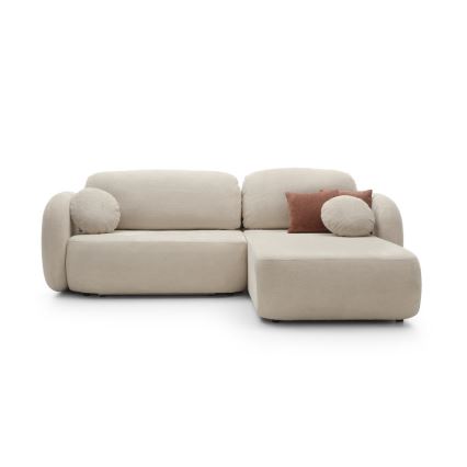 Suite lounge angolare pieghevole con contenitore OLBIA destra beige