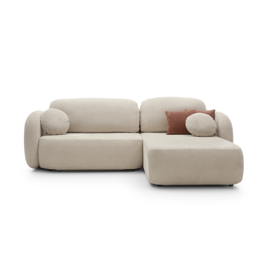 Suite lounge angolare pieghevole con contenitore OLBIA destra beige