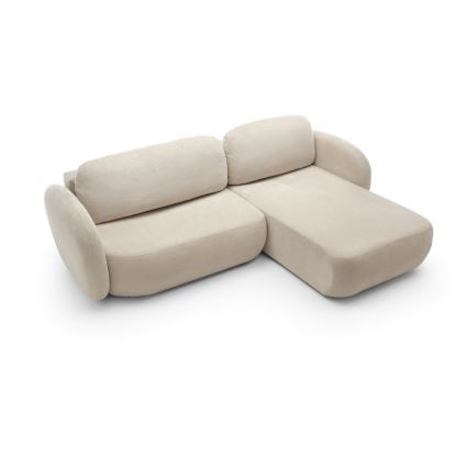 Suite lounge angolare pieghevole con contenitore OLBIA destra beige