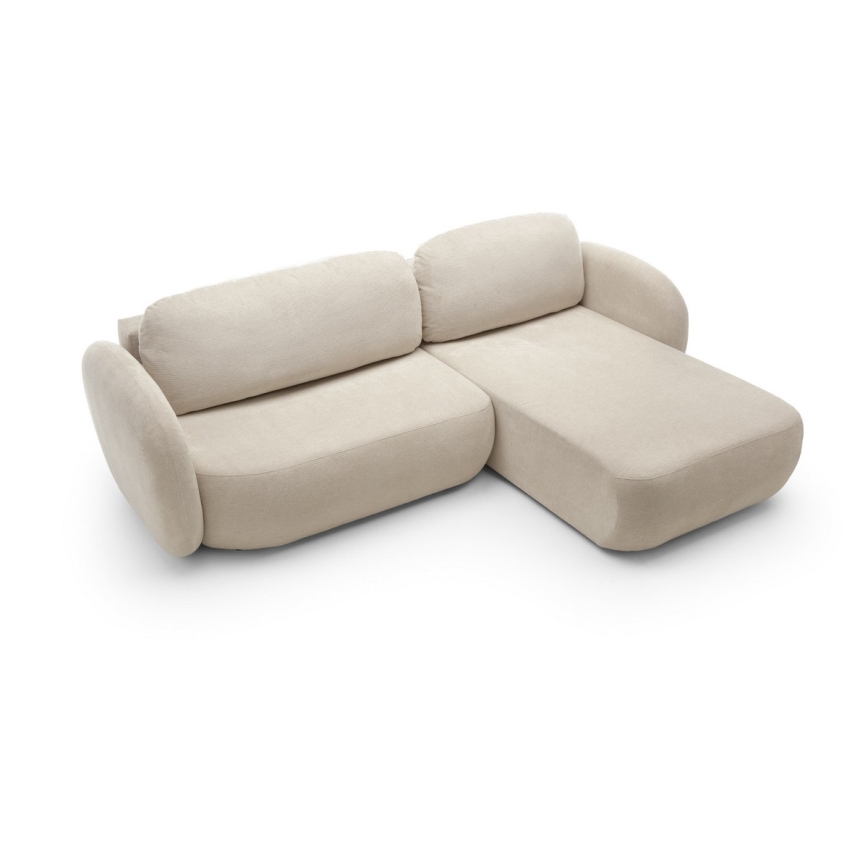 Suite lounge angolare pieghevole con contenitore OLBIA destra beige