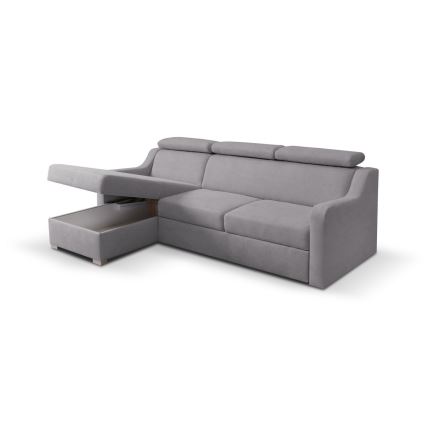 Suite lounge angolare pieghevole universale con contenitore PORTO grigio