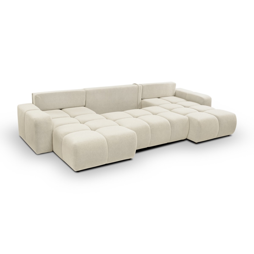 Suite lounge imbottita e pieghevole a forma di U con contenitore ALMADA beige