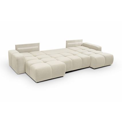 Suite lounge imbottita e pieghevole a forma di U con contenitore ALMADA beige