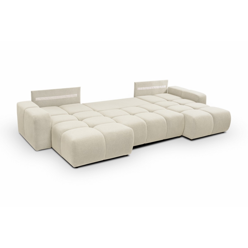 Suite lounge imbottita e pieghevole a forma di U con contenitore ALMADA beige