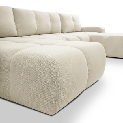 Suite lounge imbottita e pieghevole a forma di U con contenitore ALMADA beige