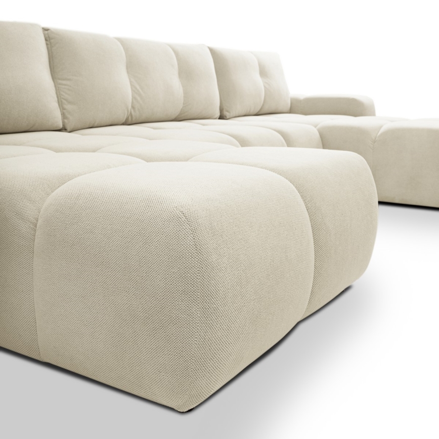 Suite lounge imbottita e pieghevole a forma di U con contenitore ALMADA beige