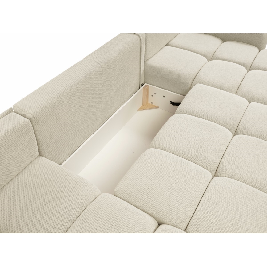 Suite lounge imbottita e pieghevole a forma di U con contenitore ALMADA beige