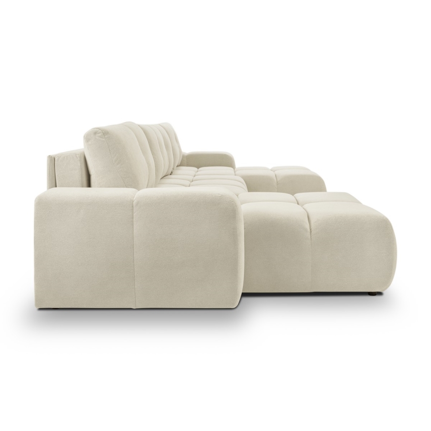 Suite lounge imbottita e pieghevole a forma di U con contenitore ALMADA beige