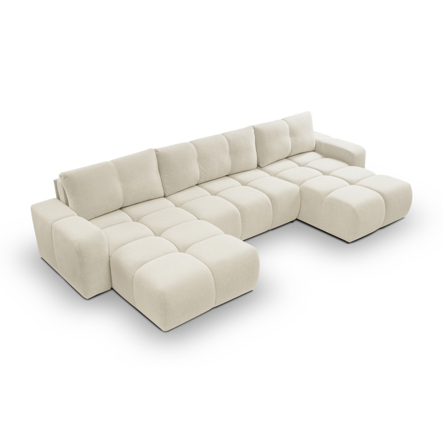 Suite lounge imbottita e pieghevole a forma di U con contenitore ALMADA beige