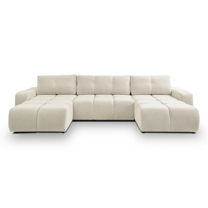 Suite lounge imbottita e pieghevole a forma di U con contenitore ALMADA beige