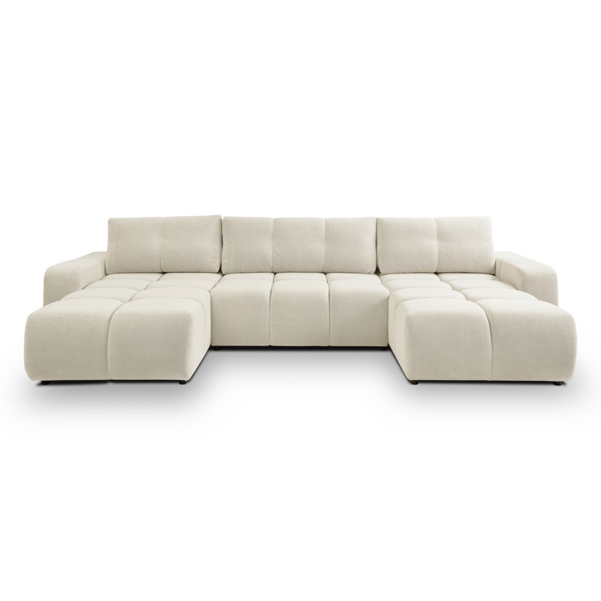 Suite lounge imbottita e pieghevole a forma di U con contenitore ALMADA beige